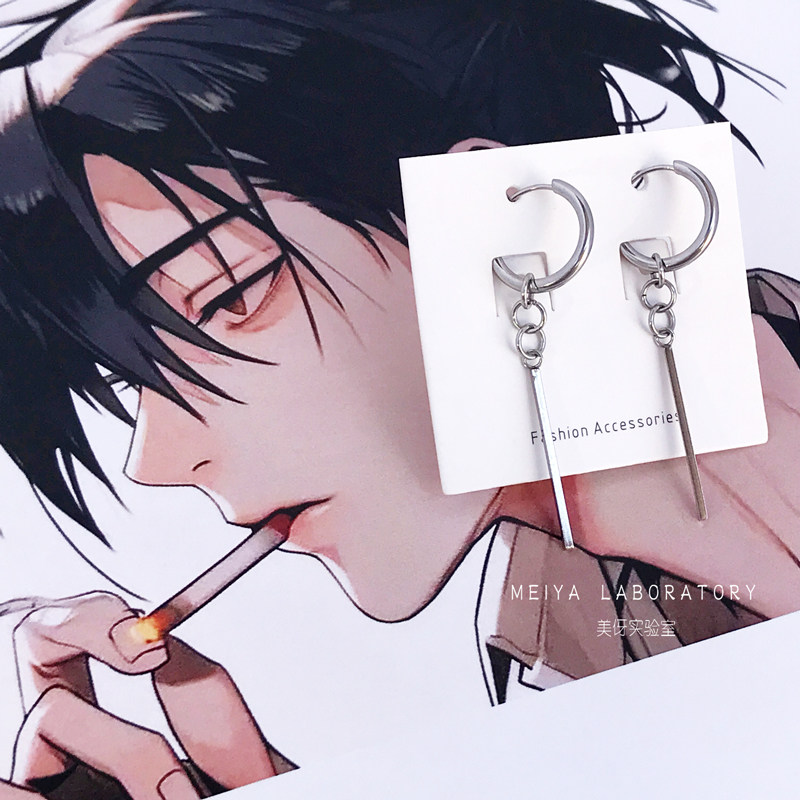 朋克风痞帅设计钛钢耳环