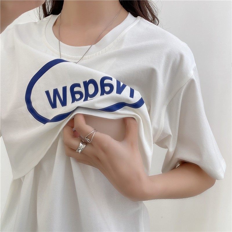 외출용 산후수유복 가을 상의 순면 라운드넥 수유 긴팔 티셔츠 봄여름 플립업 수유복