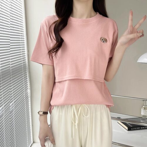 哺乳上衣夏季薄款短袖T恤喂奶服