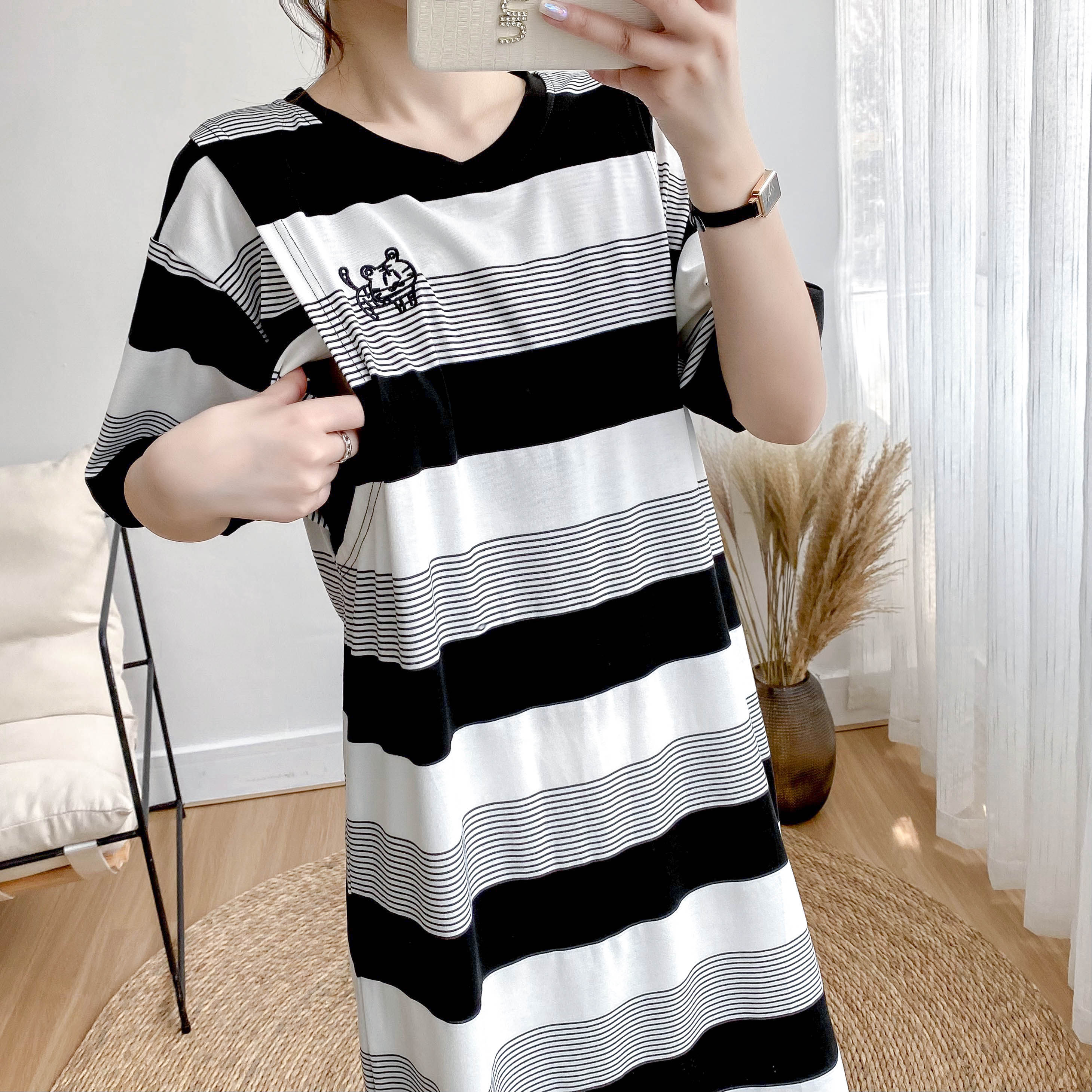 哺乳睡裙夏季薄款产后月子服中长款纯棉喂奶期睡衣外出孕妇连衣裙