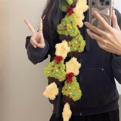 圣诞围巾毛线手工diy编织材料包冬季保暖加厚围脖送男女朋友礼物