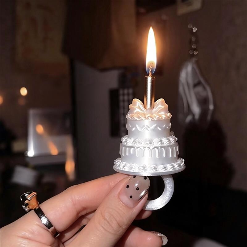 蜡烛蛋糕戒指创意ins风拍照出片神器生日装饰戒指氛围感布置道具