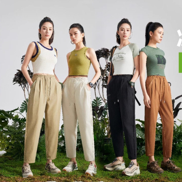 薄荷冰爽裤2026春夏季新款口袋设计松紧腰系绳萝卜速干九分长裤