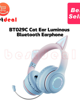 Wireless Headphones Cat Ear LED Light Bluetooth Headphones