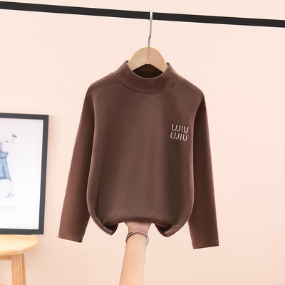 儿童毛衣男童秋冬季一体绒2024新款韩版修身纯色打底衫高领保暖潮