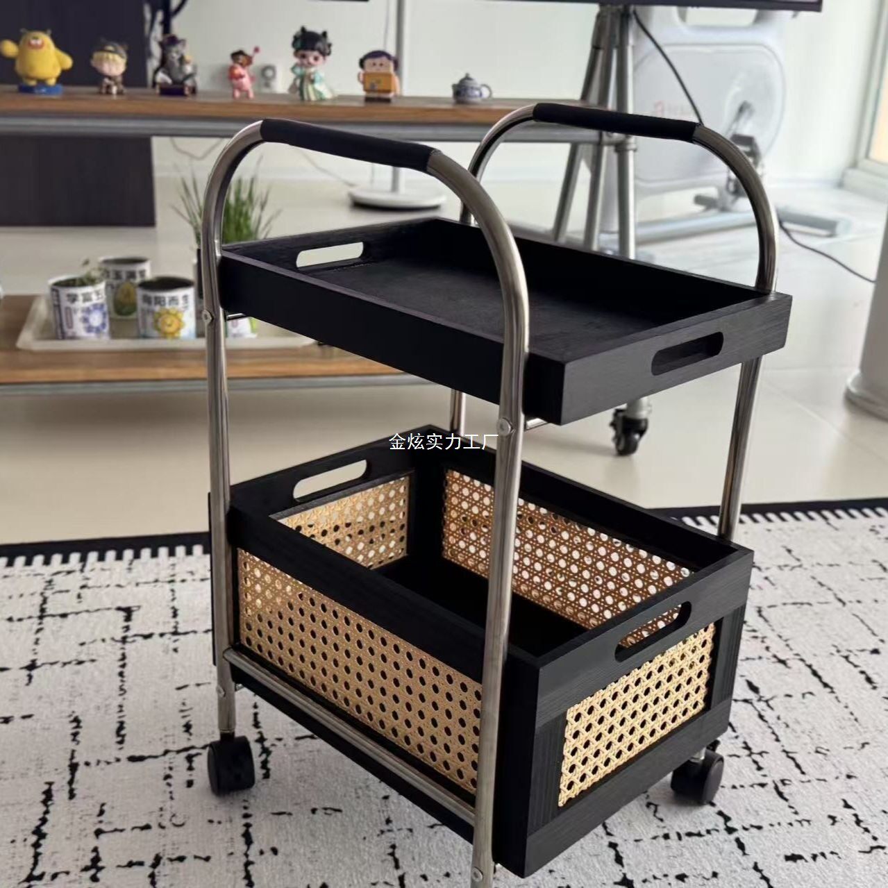 带轮盆架浴室不锈钢带几轮置地式边脸ins风简约几角移动客厅边几