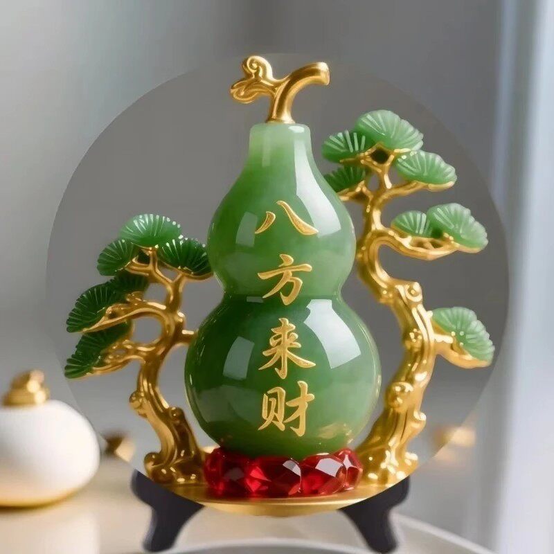 八方来财葫芦福禄寓意装饰摆件家用旺宅转运居家木质桌面摆件