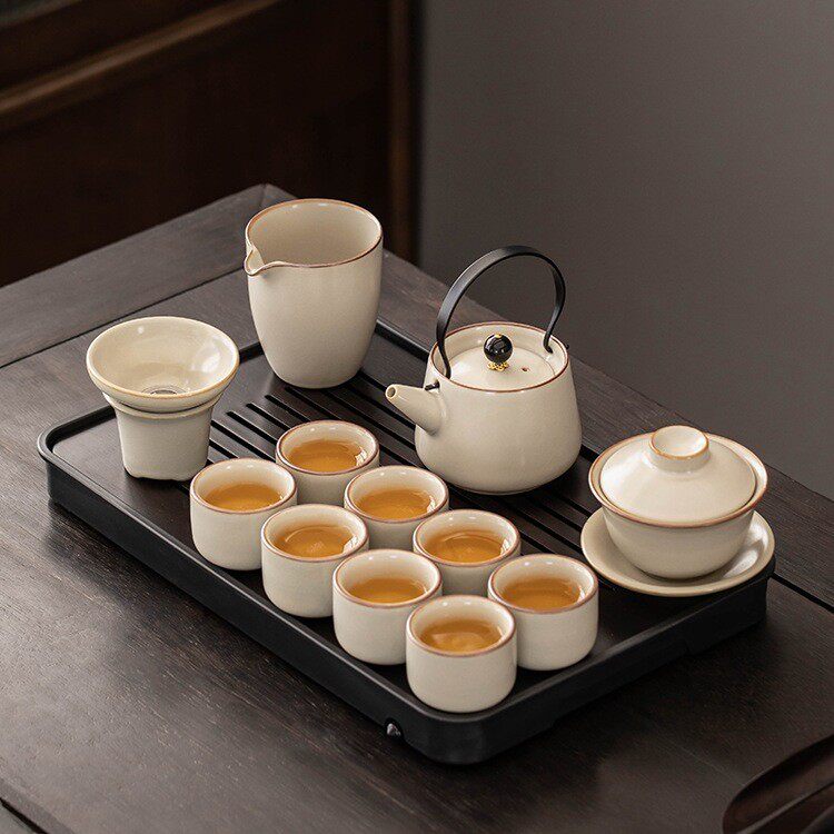 茶具套装轻奢家用新汝窑陶瓷盖碗喝茶茶壶茶盘茶杯功夫泡
