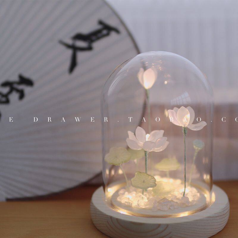 三八女神节琉璃荷花小夜灯手工diy材料创意摆件送女生走心礼物