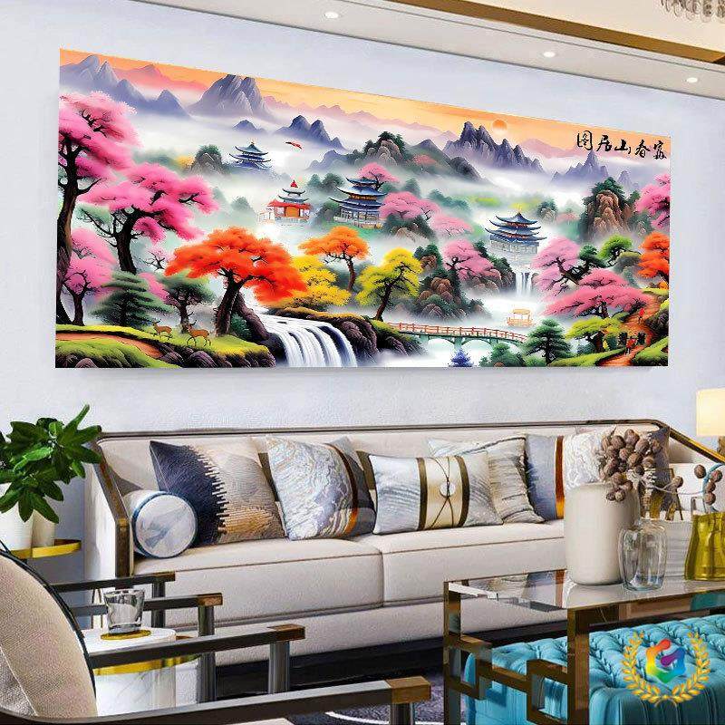 ?新版富春山居图十字绣2024新款客厅卧室流水生财山水人家风景线