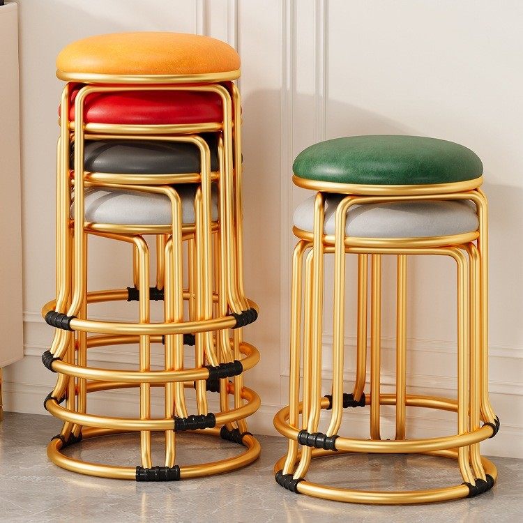 圆凳子家用现代简约餐桌高板凳塑料可叠放椅子轻奢餐椅备用小圆凳