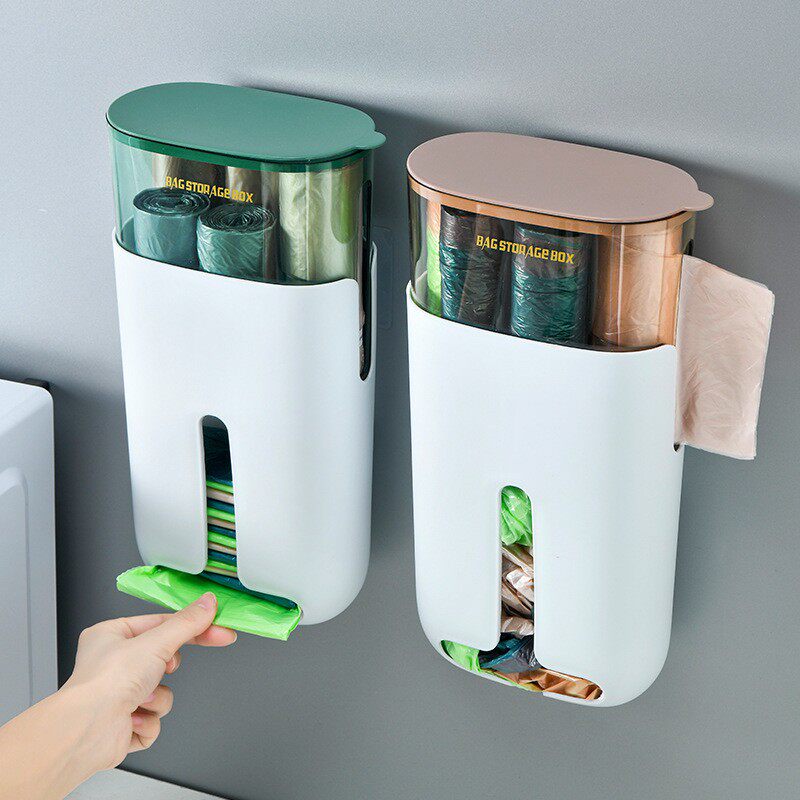 垃圾袋收纳盒神器整理塑料袋收集器壁挂厨房方便袋子抽取式免打孔
