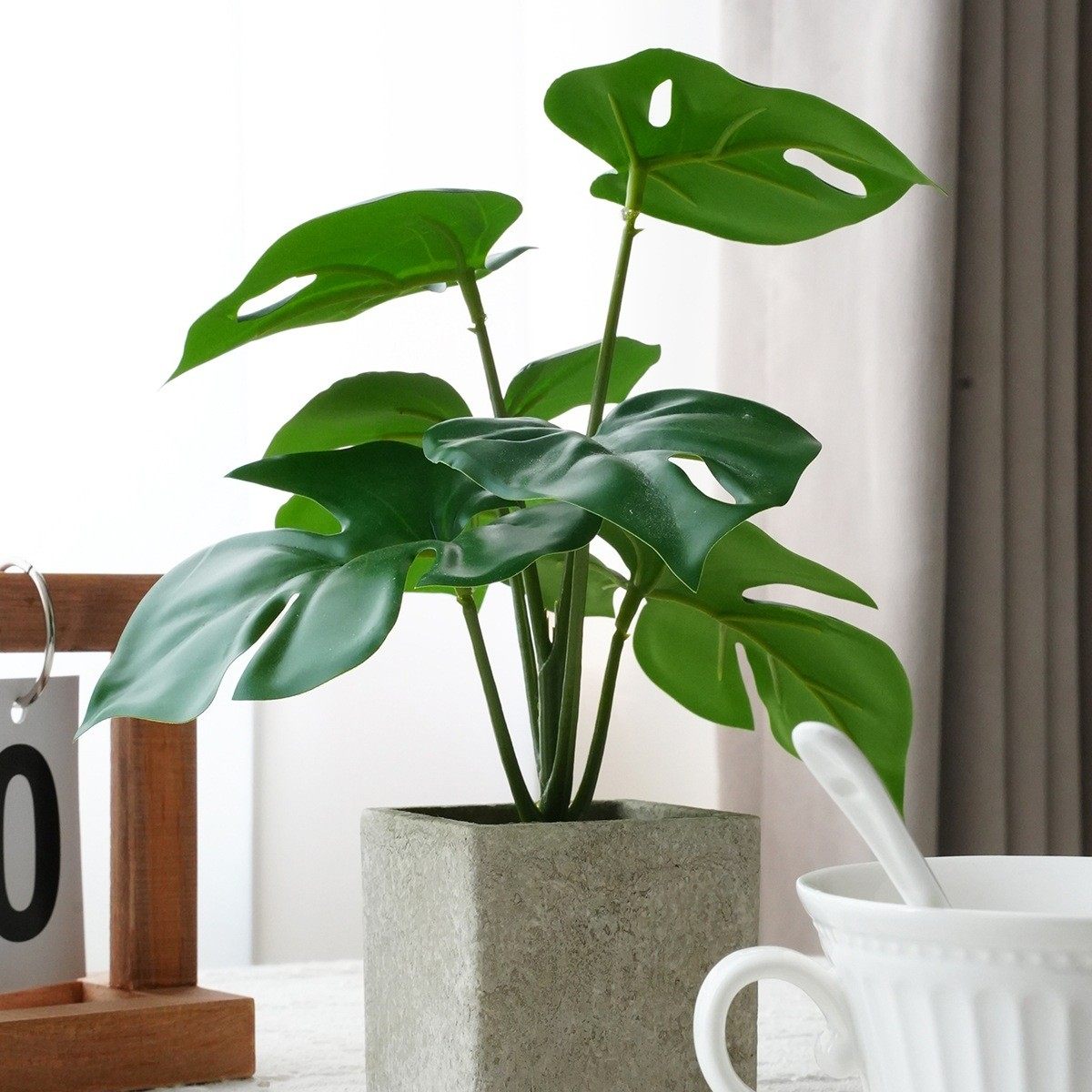 ins绿植小盆栽摆件龟背叶彩芋叶办公桌客厅茶几假花仿生植物