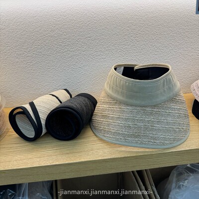 可折叠方便携带空顶帽夏季纯色遮阳出游骑车户外法式小众发箍帽潮