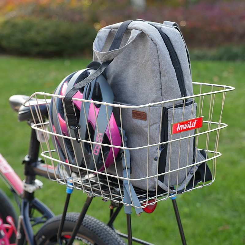 自行车后车筐不锈钢车篮山地车加大篮筐菜篮子单车后座篓子置物筐