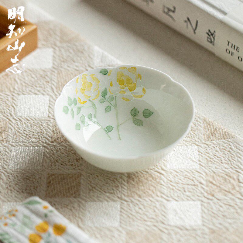 明知山志玉泥花口主人杯功夫茶具家用手绘月季茶杯十二花神品茗杯