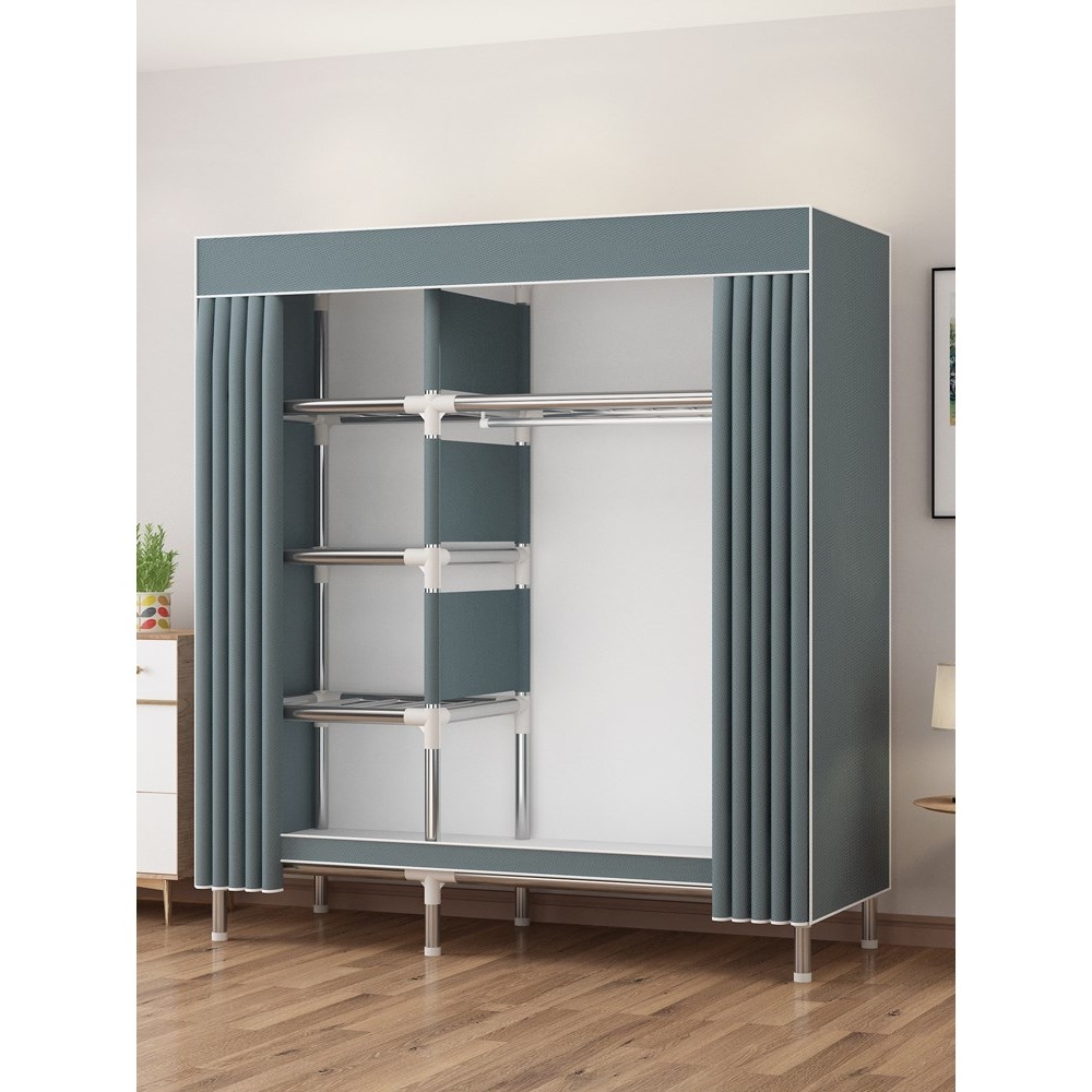 简易衣柜家用卧室布衣柜出租房用钢管加粗加厚小户型经济型布衣橱