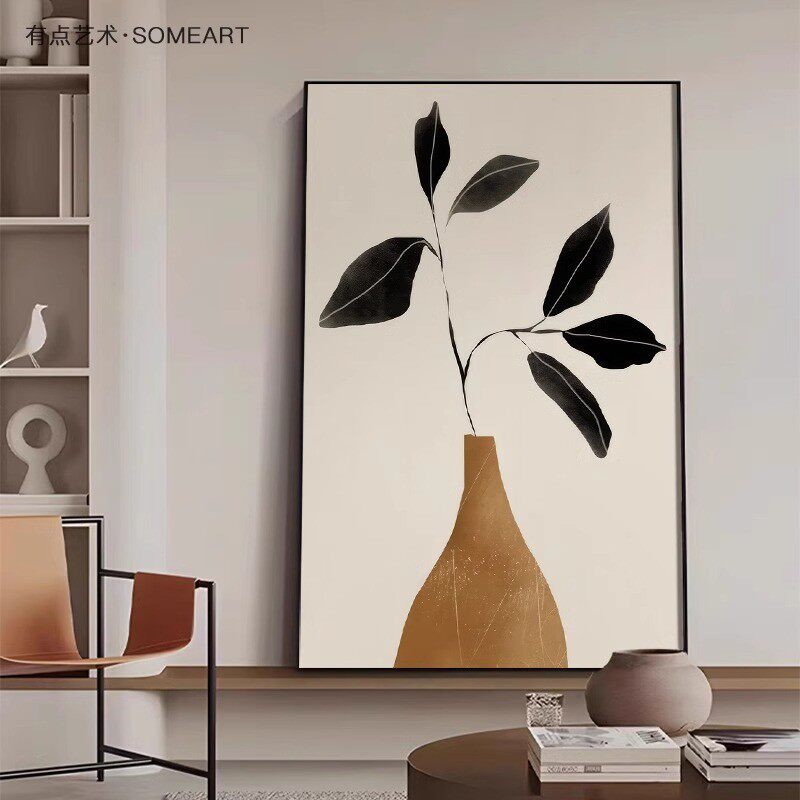 北欧风客厅沙发背景墙装饰画现代简约餐厅挂画小众艺术玄关墙壁画