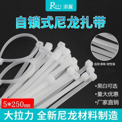国标5*250mm尼龙扎带 标签吊牌塑料收紧卡扣固定束线电线捆扎绑带