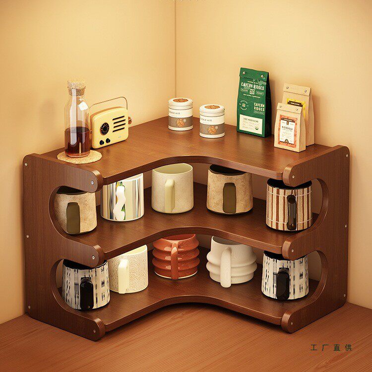 桌面置物架家用桌上转角书架杯子架水杯马克杯角落收纳架多层书架