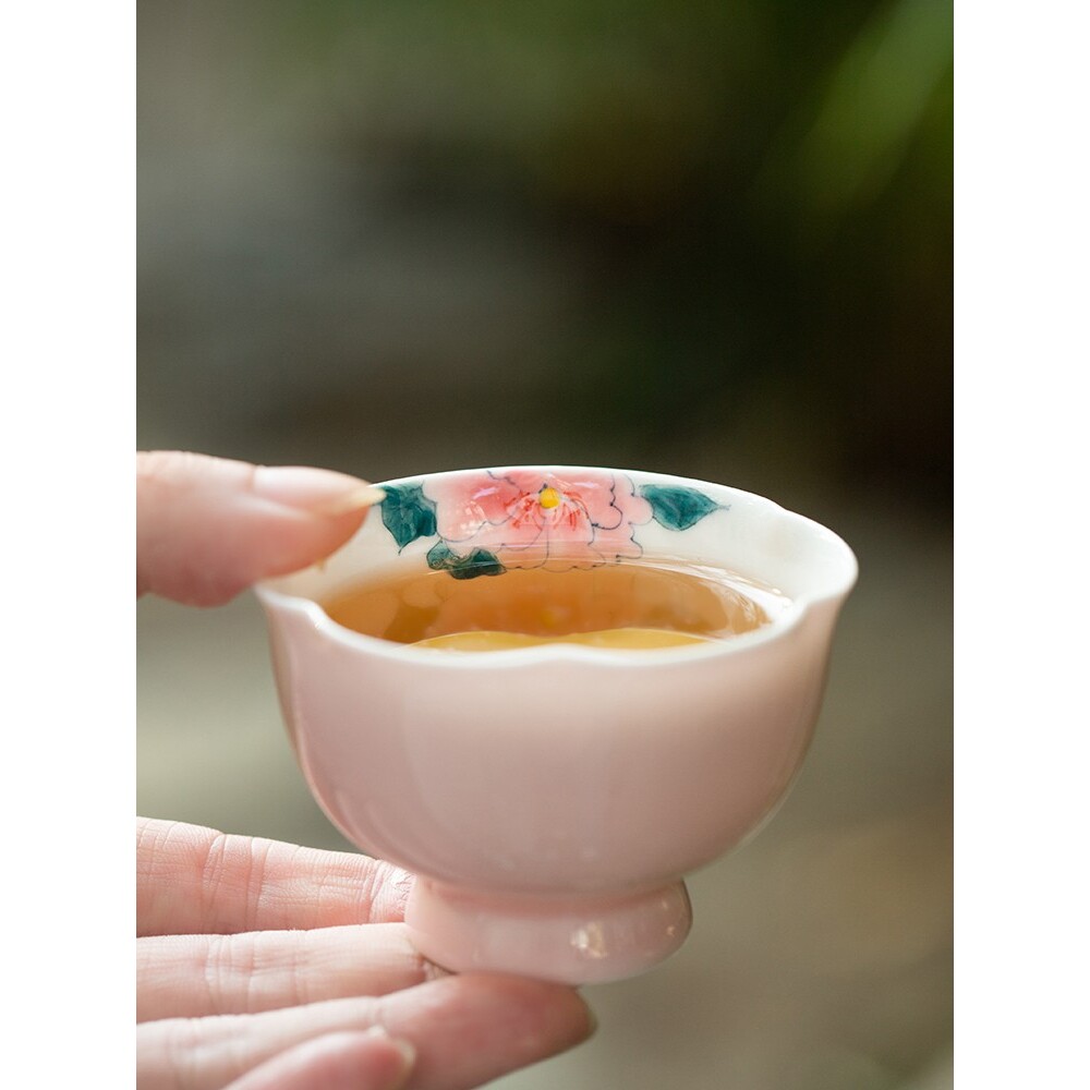 纯手工景德镇压手主人杯单杯功夫茶杯女士闻香杯青花品茗杯大容量