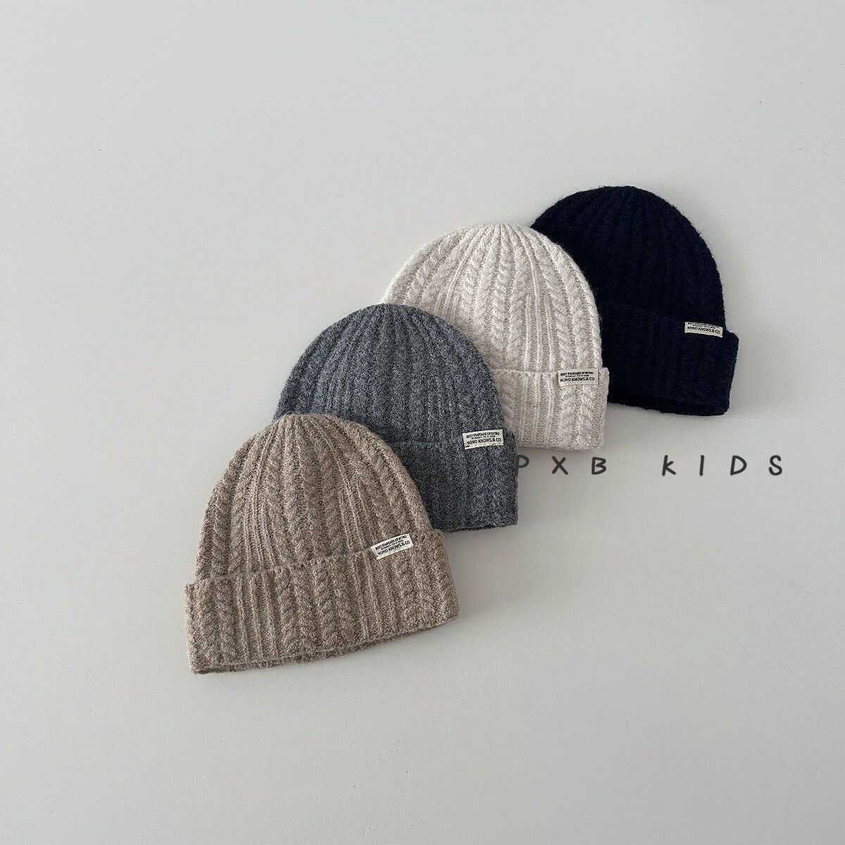 儿童瓜皮帽秋冬保暖洋气麻花套头帽男女童宝宝简约百搭针织毛线帽