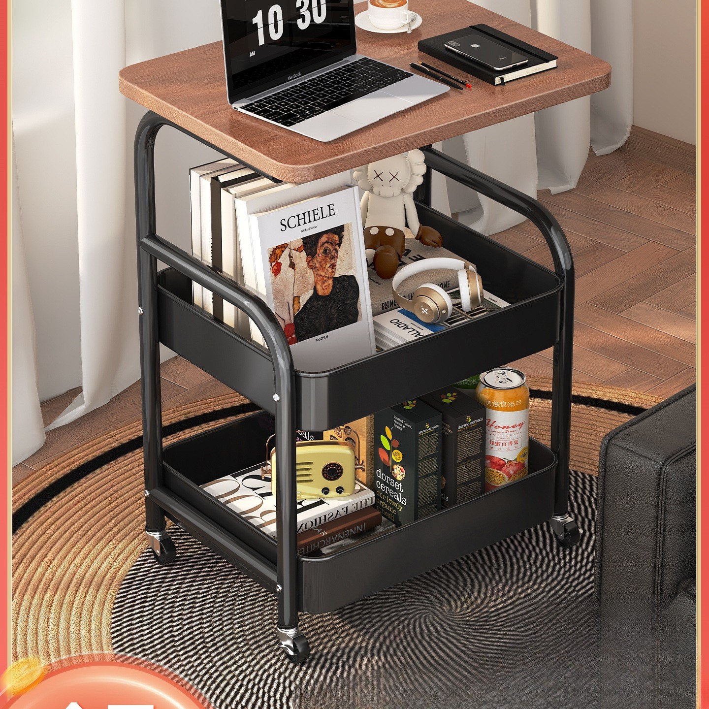 可移动边几小推车客厅沙发边柜卧室床头柜置物架家用小推车通用