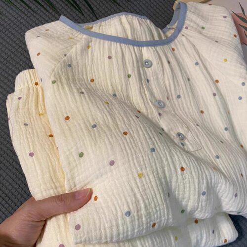100%纯棉圆领套头甜美薄款家居服