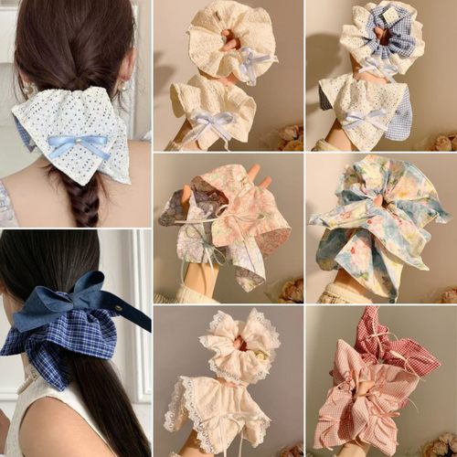 法式新款樱桃方形大肠发圈甜美扎马尾气质头绳洋气爱心发绳