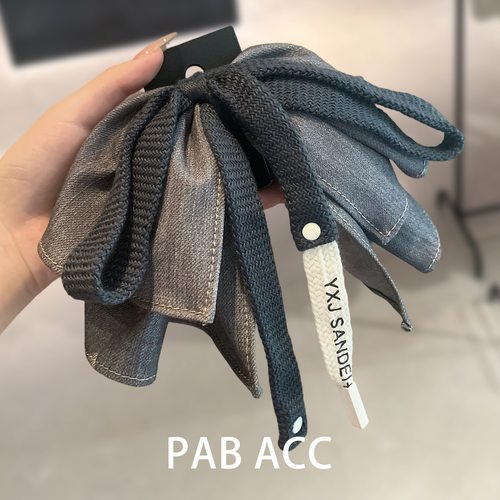 韩国洋气牛仔灰高马尾蝴蝶结抓夹发夹后脑勺感网红气质鲨鱼夹