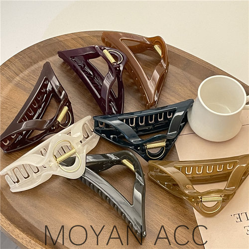 韩版感三角发夹女简约后脑勺盘发大号抓夹小众鲨鱼夹发卡头饰