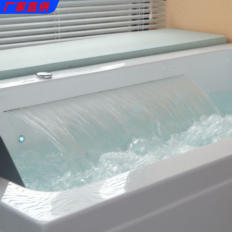 小户型豪华按摩家用浴缸成人亚克力方形大瀑布深泡浴盆自洁排污