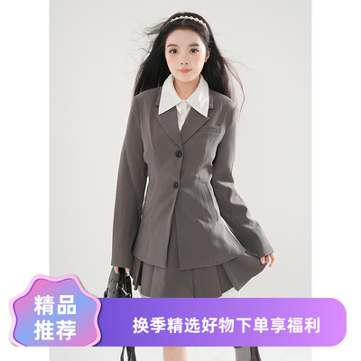 西装套装女春季新款设计感小众中长款西装两件套裙装高级感