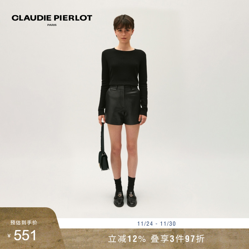 CP女装黑色长袖打底针织衫