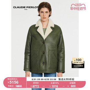 时尚 CLAUDIE PIERLOT Outlet春秋女装 卡其翻领绒面外套CFPOU00483