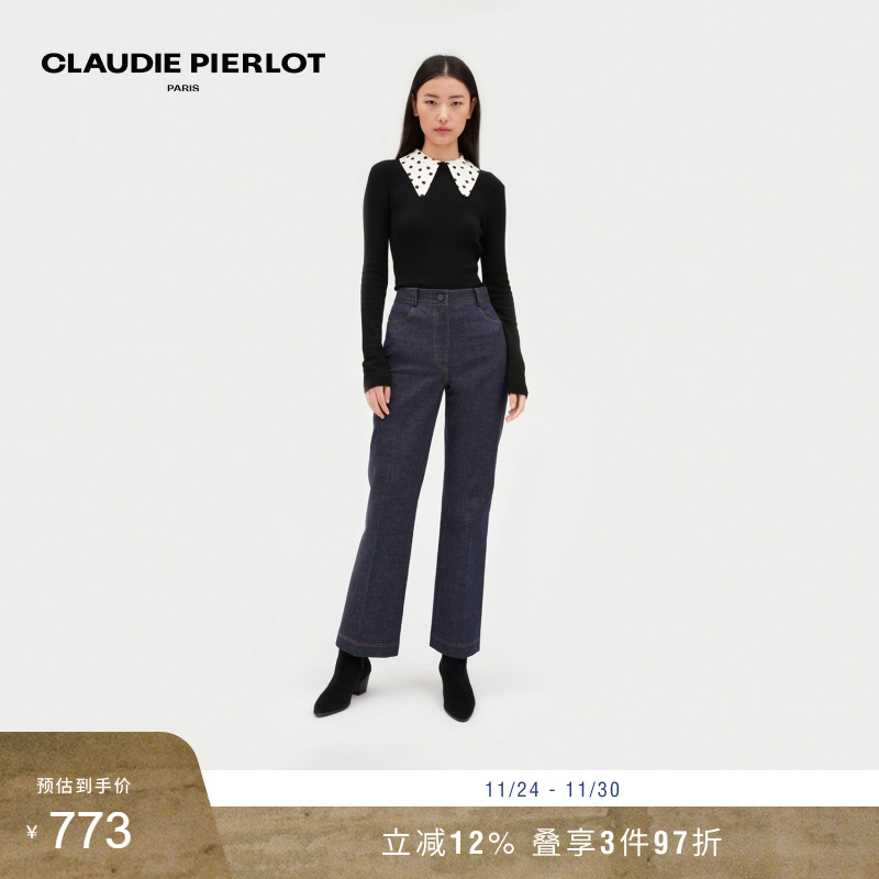 早春新款女装波点印花内搭针织衫