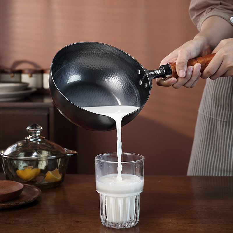 日本三本盛平底锅宝宝辅食麦饭石小奶锅婴儿煎不粘汤锅家用泡面锅