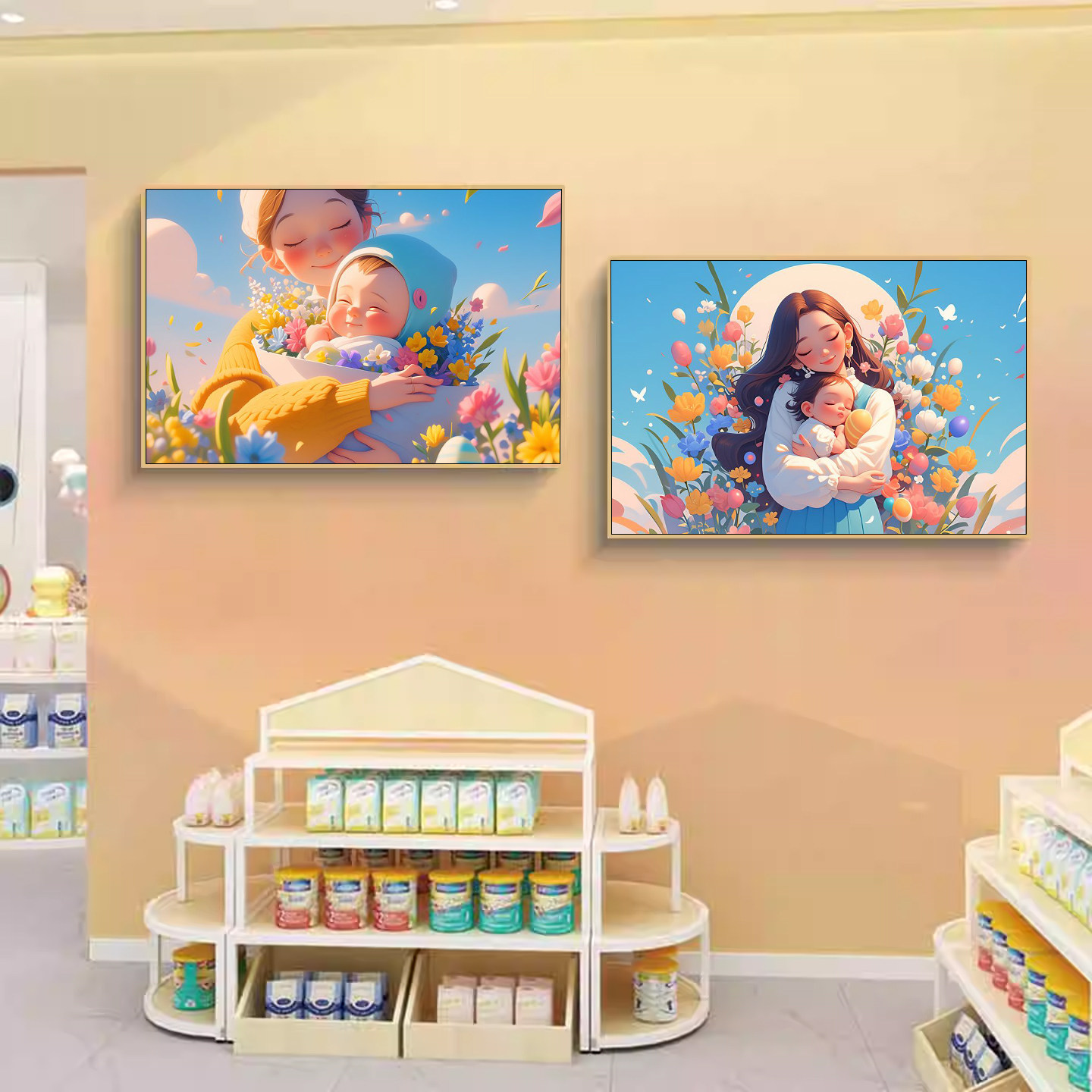 哺乳室暖心婴儿装饰画母婴室墙面挂画产科门诊孕期平安宣传壁画