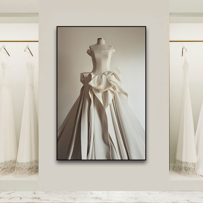婚纱摄影楼装饰画晚礼服婚纱定制工作室挂画裁缝店礼服馆墙面壁画