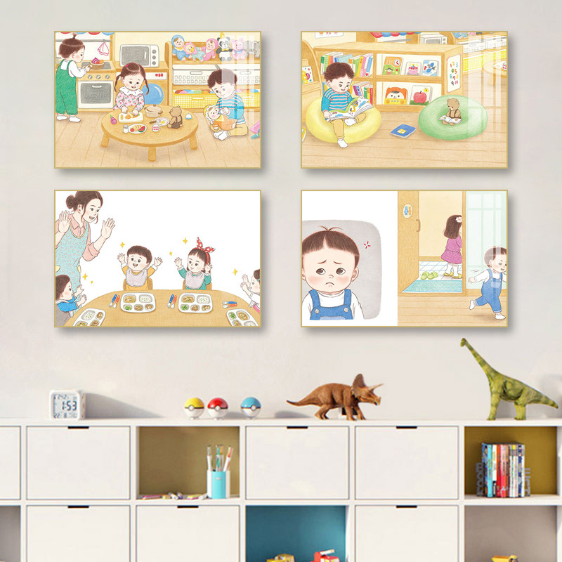 幼儿园墙面装饰画早教中心托管班挂画婴儿房母婴室游泳馆卡通壁画