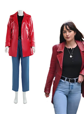 万圣节服装H117电影蜘蛛夫人红色皮衣cosplay皮质上衣