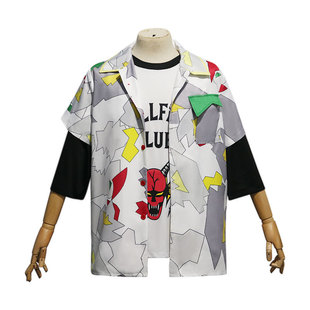 怪奇物语4cos服StrangerThingsS4地狱火俱乐部T恤达斯汀衬衣