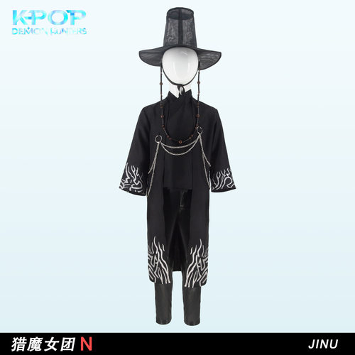 K-POP：猎魔女团cosplay沙加男孩秦宇cos男团贝比黑色打歌服套装