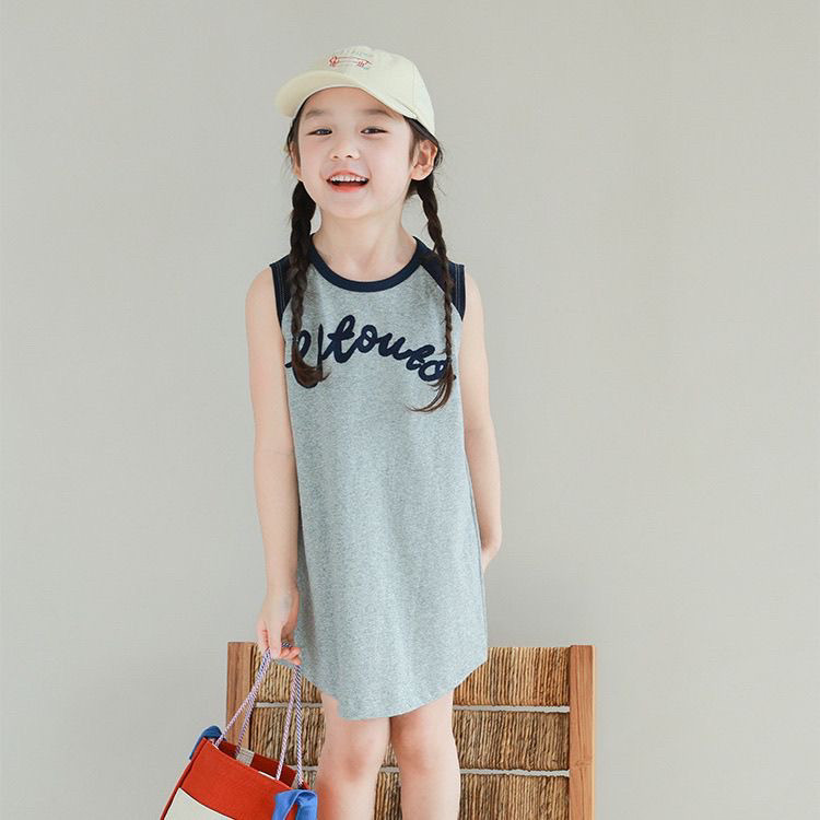 女童字母插肩T恤裙2024夏季新款女孩日常撞色裙背心裙吊带连衣裙,童装/婴儿装/亲子装,连衣裙,淘宝优惠券,粉丝福利购,淘宝优惠卷