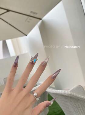Fiora 透紫色极光晕染蝴蝶饰品孕妇可用可拆卸穿戴美甲定制