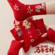 马年红袜子女中筒袜秋冬刺绣2026属马本命年袜子新年礼物长堆堆袜