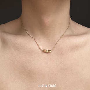 JUSTIN STORE轻奢个性冷淡风钛钢项链小众设计高级感18k金锁骨链
