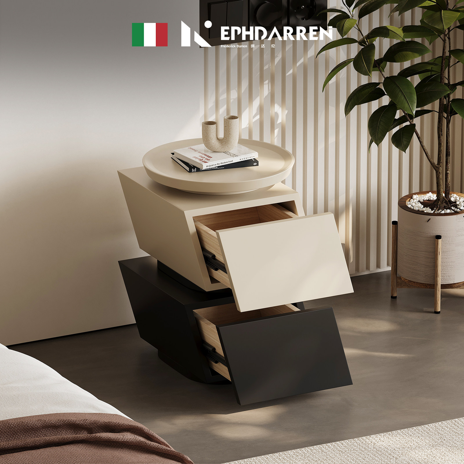 意式极简床头柜平行世界主卧设计师大容量现代简约卧室收纳小户型