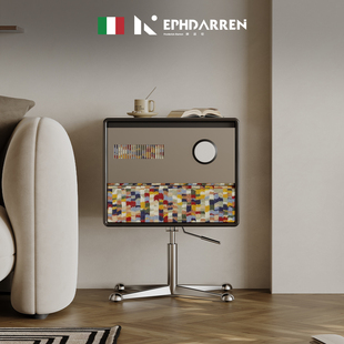 意式岩板升降沙发边几柜可移动客厅带灯轻奢包豪斯收纳卧室床头柜