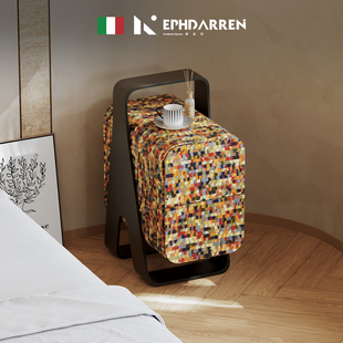 意式超窄床头柜创意夹缝覆古卧室极窄小户型小型收纳床边柜设计师